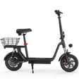 iScooter i12 with electric scooter with seat and carry basket.