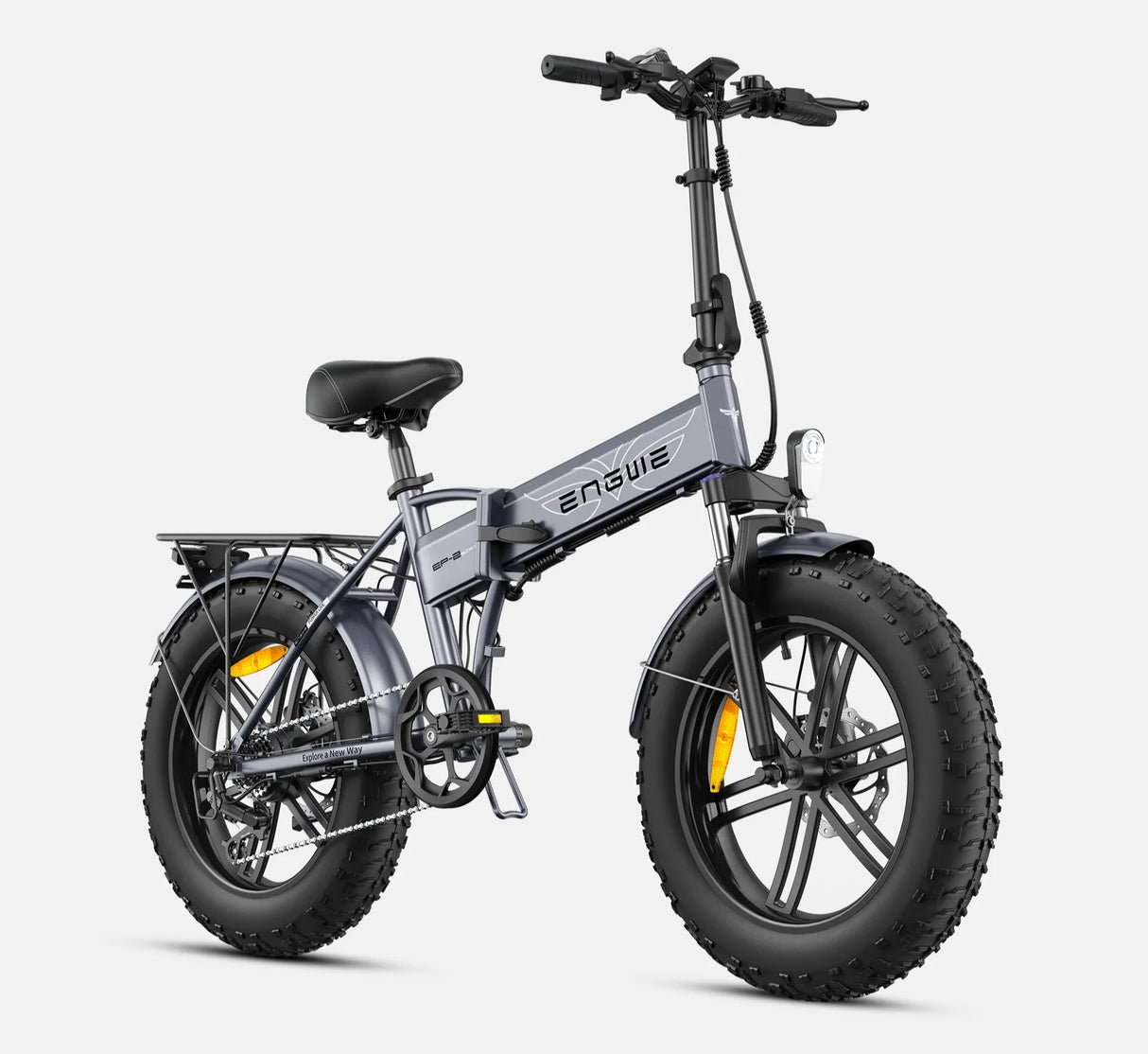 Side view of Zingy’s Engwe EP-2 Pro Boost Electric Bike grey version.