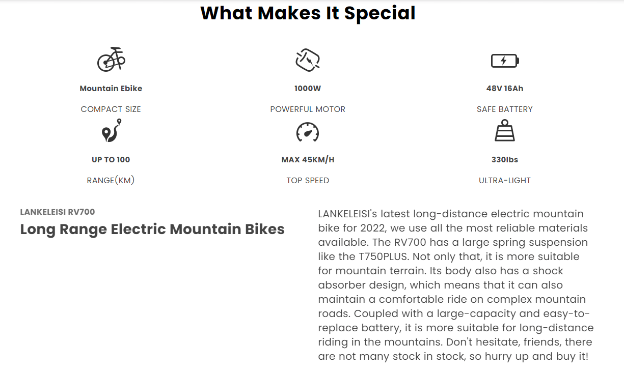 Lankeleisi RV700 Electric Mountain Bike
