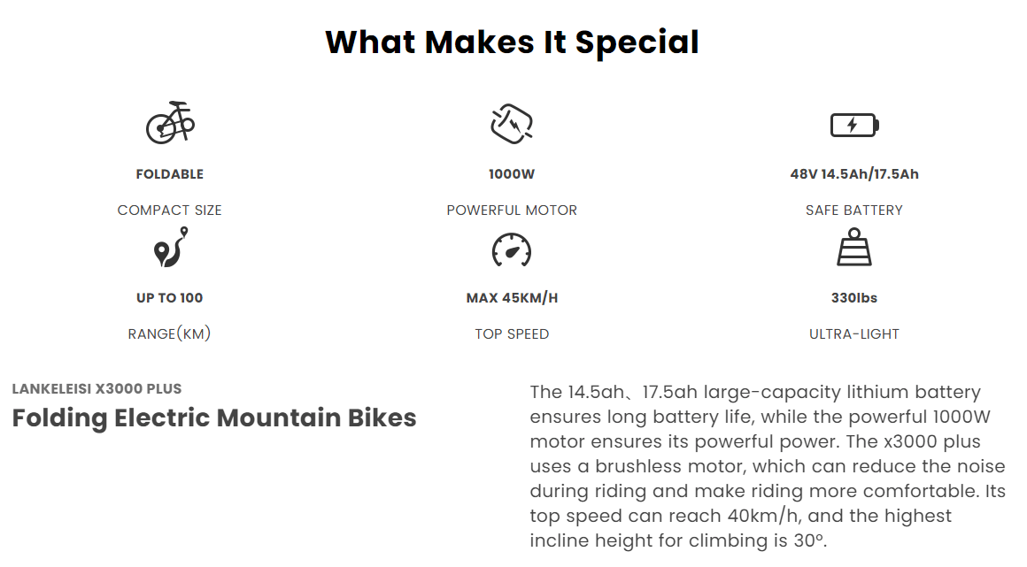 Lankeleisi X3000 Plus 17.5 AH Electric Mountain Bike