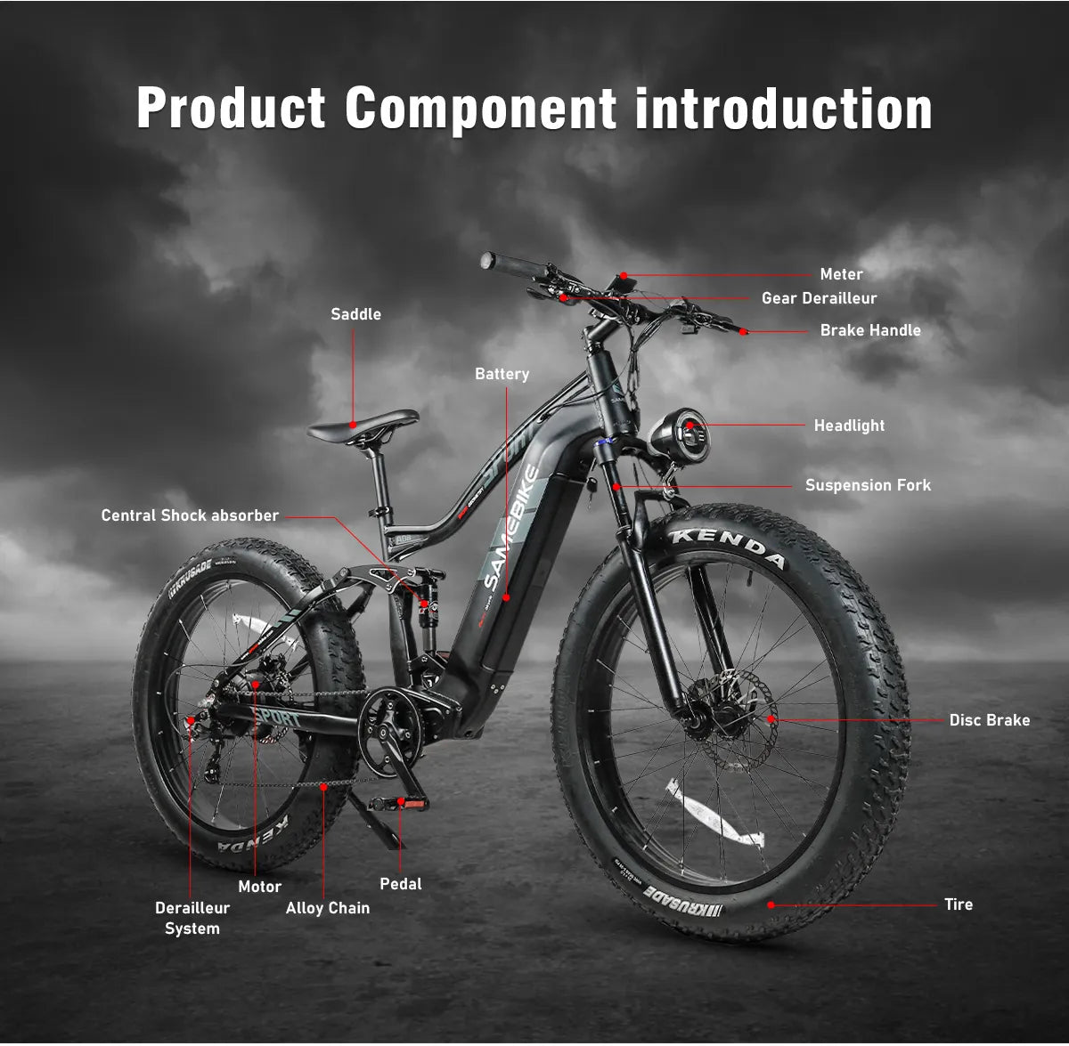 SAMEBIKE RS-A08 Fat Tire Electric Mountain Bike